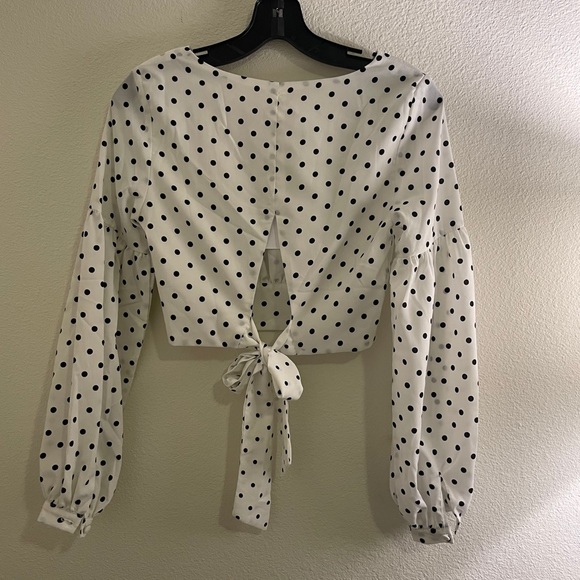 Yasmin Polka Dot Tie Back Crop Top - Picture 12 of 13